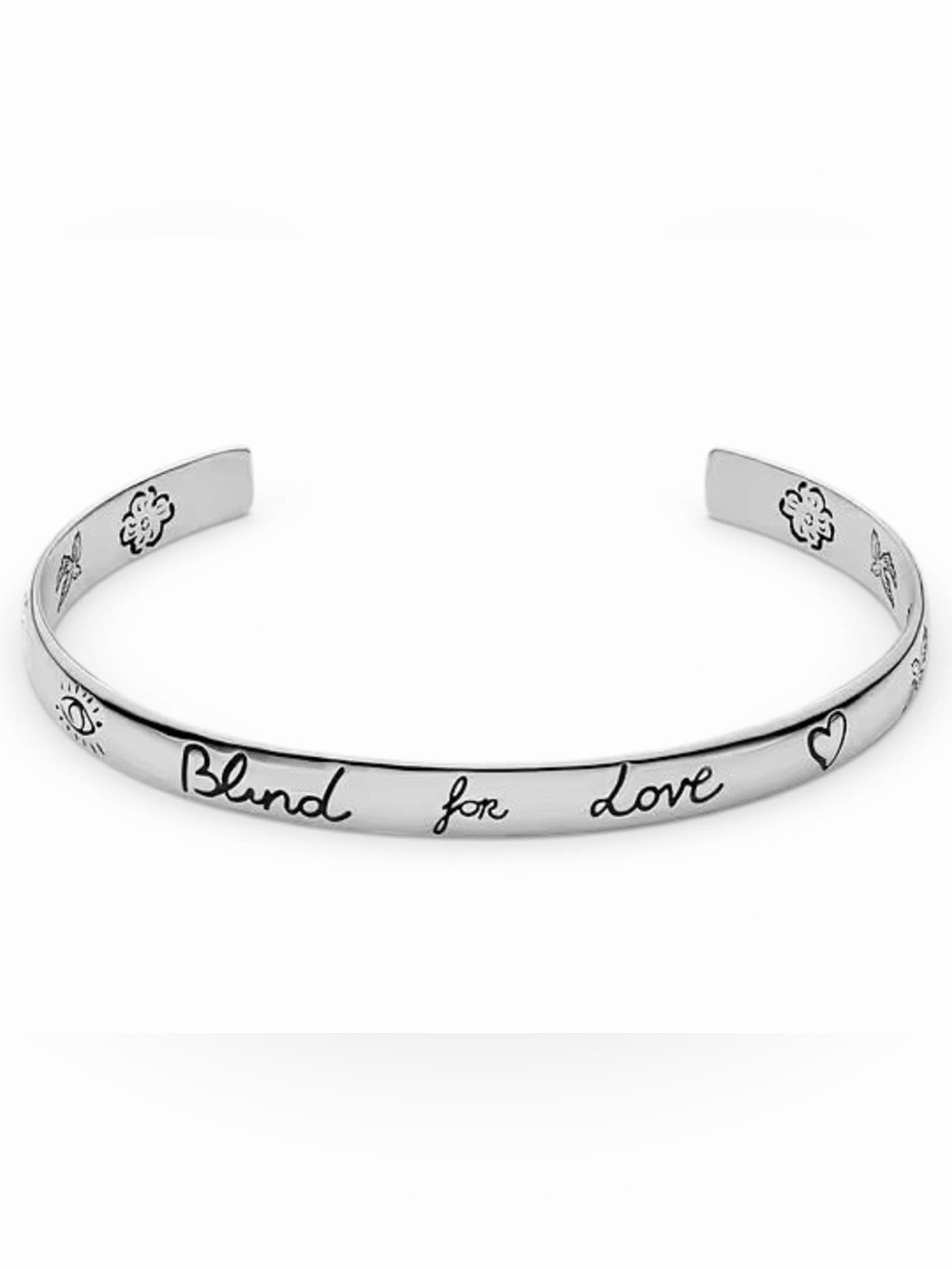 Gucci Silver 'Blind for Love' Script Cuff Bracelet